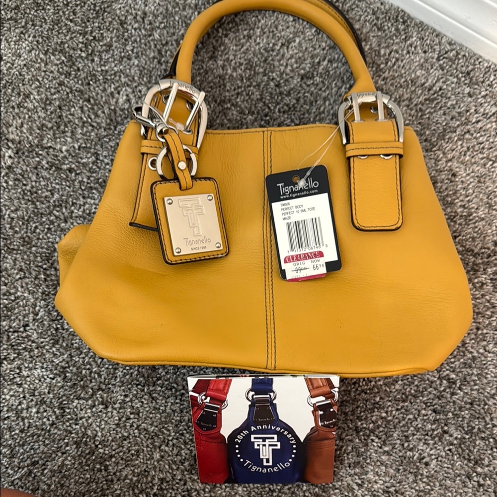 Tignanello Yellow Satchel with Gold Hardware
